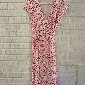& Other Stories Red and White Floral Midi Dress